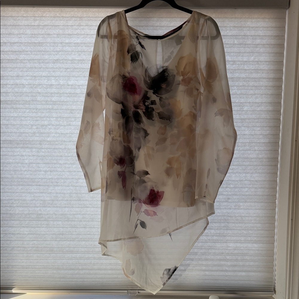White House Black Market Sheer Floral Blouse